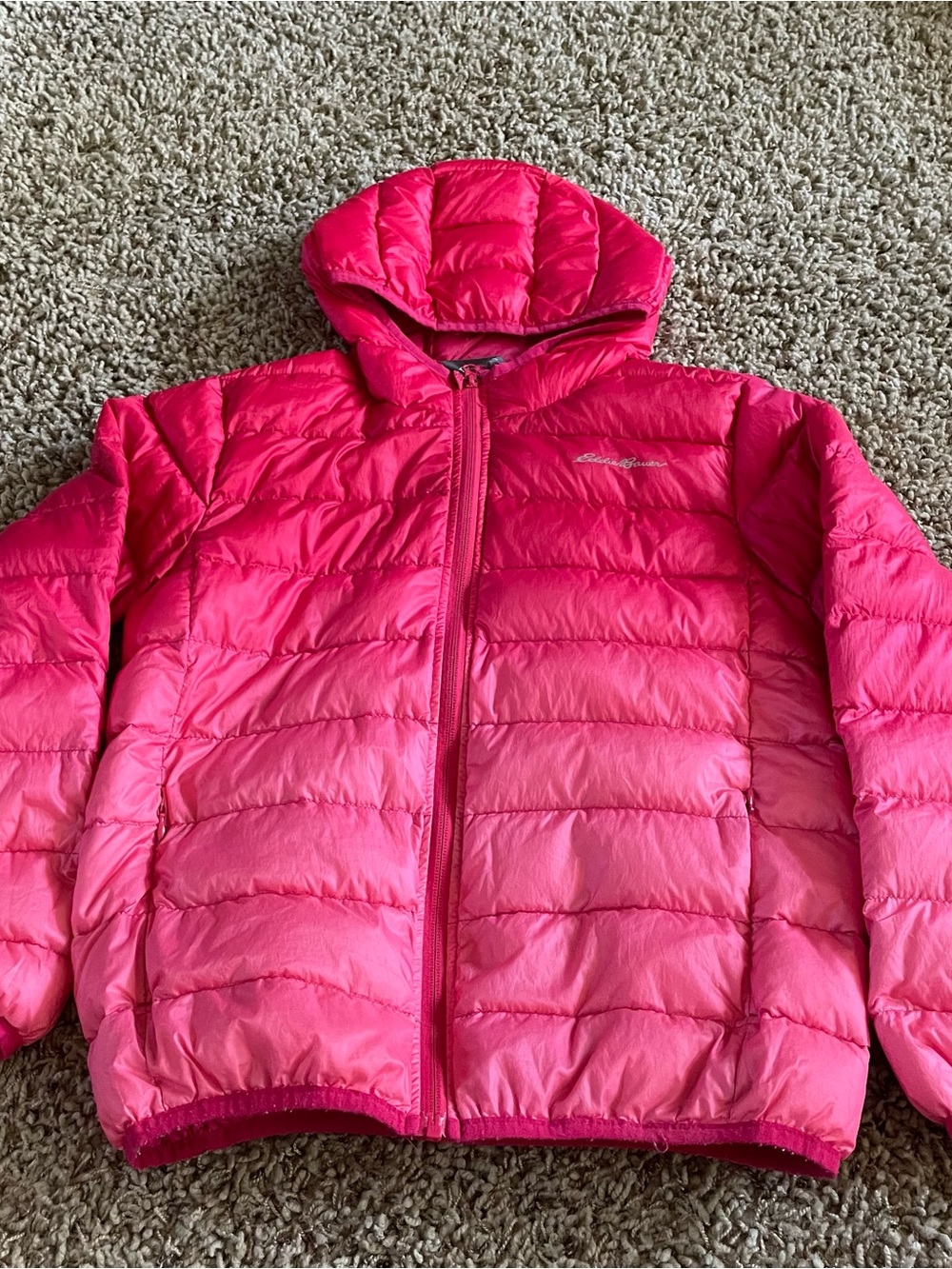 Eddie Bauer Girls' M Pink Hooded Packable Puffer Jacket